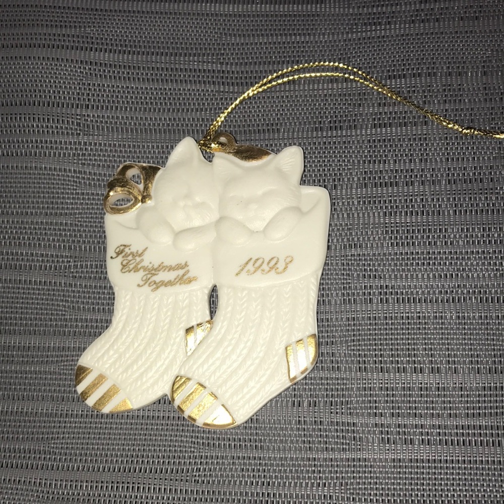 Vintage Avon Ornament 1993 First Christmas Together Kittens in Stockings